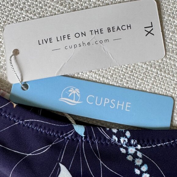 Cupshe Womens Floral Bikini Bottom XL Swimwear Swim Beach Navy Blue Pink Floral - Picture 4 of 9